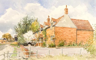 Aston Cantlow Cottage - a watercolour by John Davis