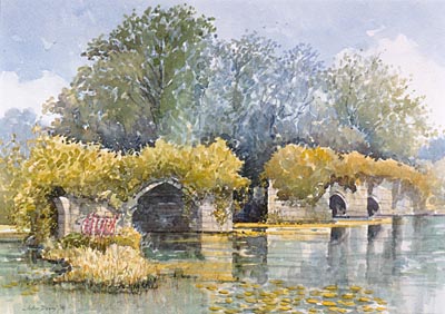 Old Warwickshire Bridge - a watercolour by John Davis